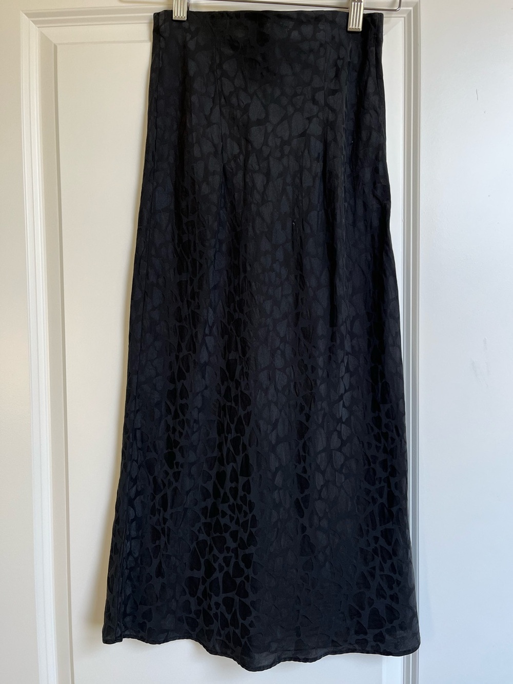 Realisation Par Naomi Black Heart Silk Midi Skirt Size XS